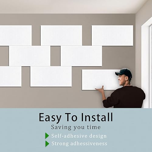 Miniatura 3 de Paquete de 6 paneles acústicos autoadhesivos de 15.75 x 31.5 x 0.47 pulgadas, paneles de pared acústicos insonorizados con borde biselado de alta