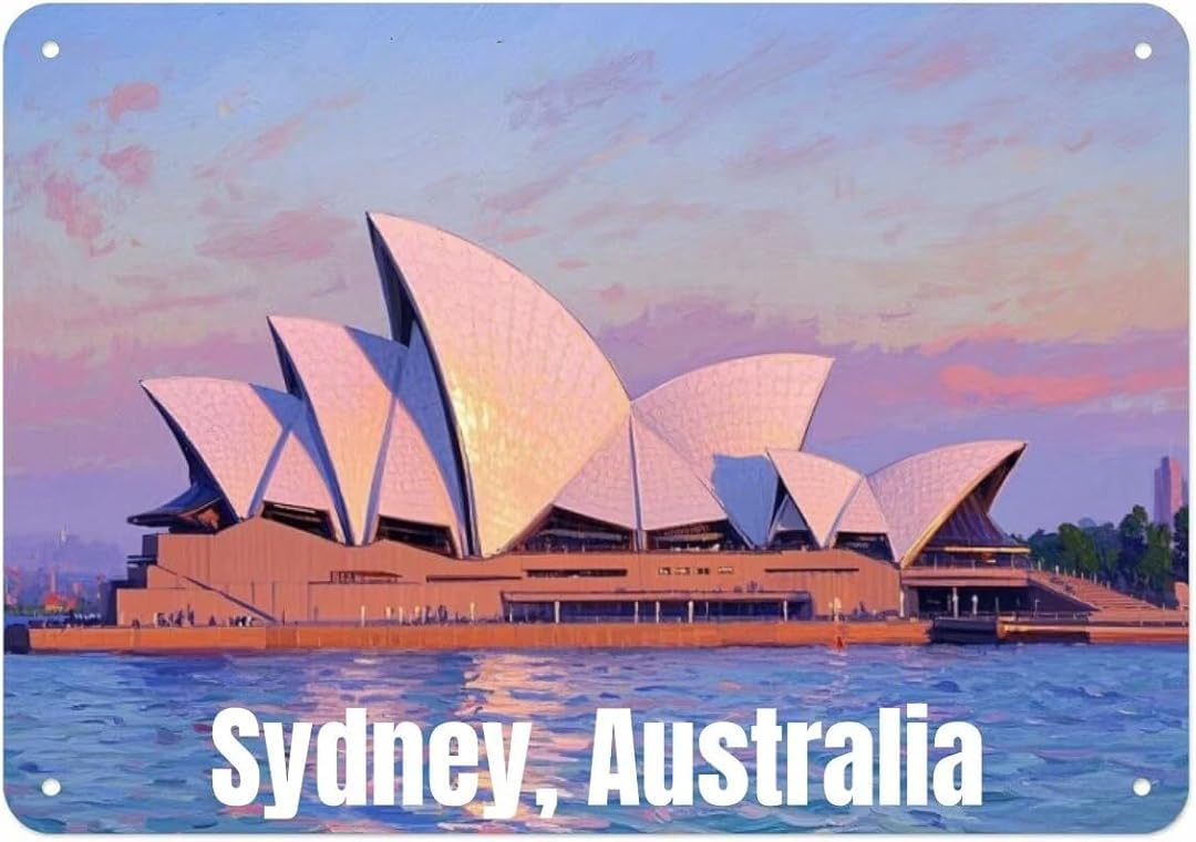 Sydney Australia Vintage Tin Sign Art Plaque Wall Decor Look Funny Gifts for Cafe Home Kitchen Bathroom Farm Garden Bar Posters 8x12 Inch