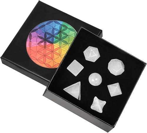 Miniatura 2 de Rockcloud Juego de 7 piedras preciosas facetadas de cristal curativo con geometría sagrada de cuarzo platónico, geometría sagrada con estrellas