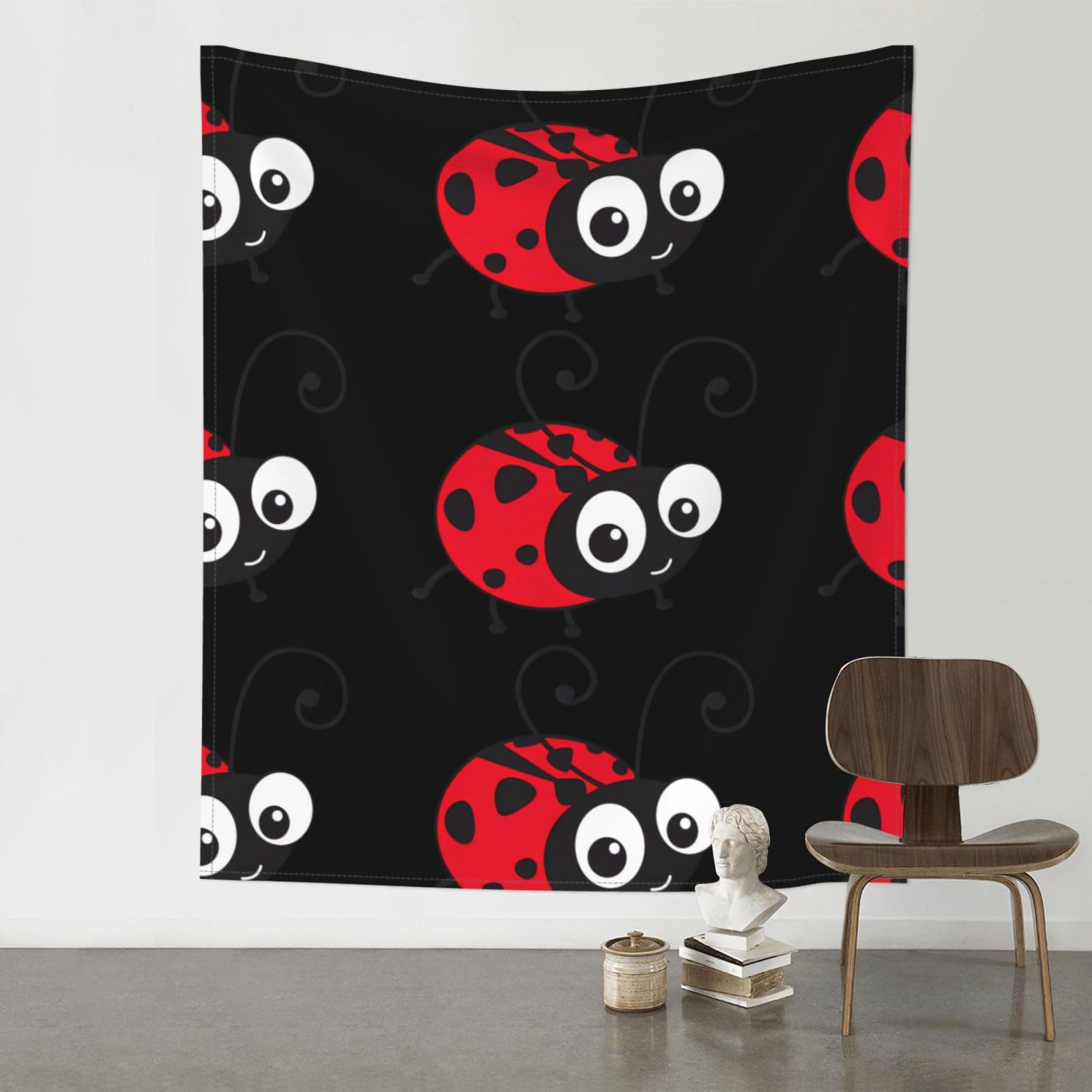 YYHWHJDE Cartoon Ladybug Prints Wall Tapestry 60x51in - High-Grade Polyester Throw Blanket for Bedroom, Dorm, Beach & Picnic Decor