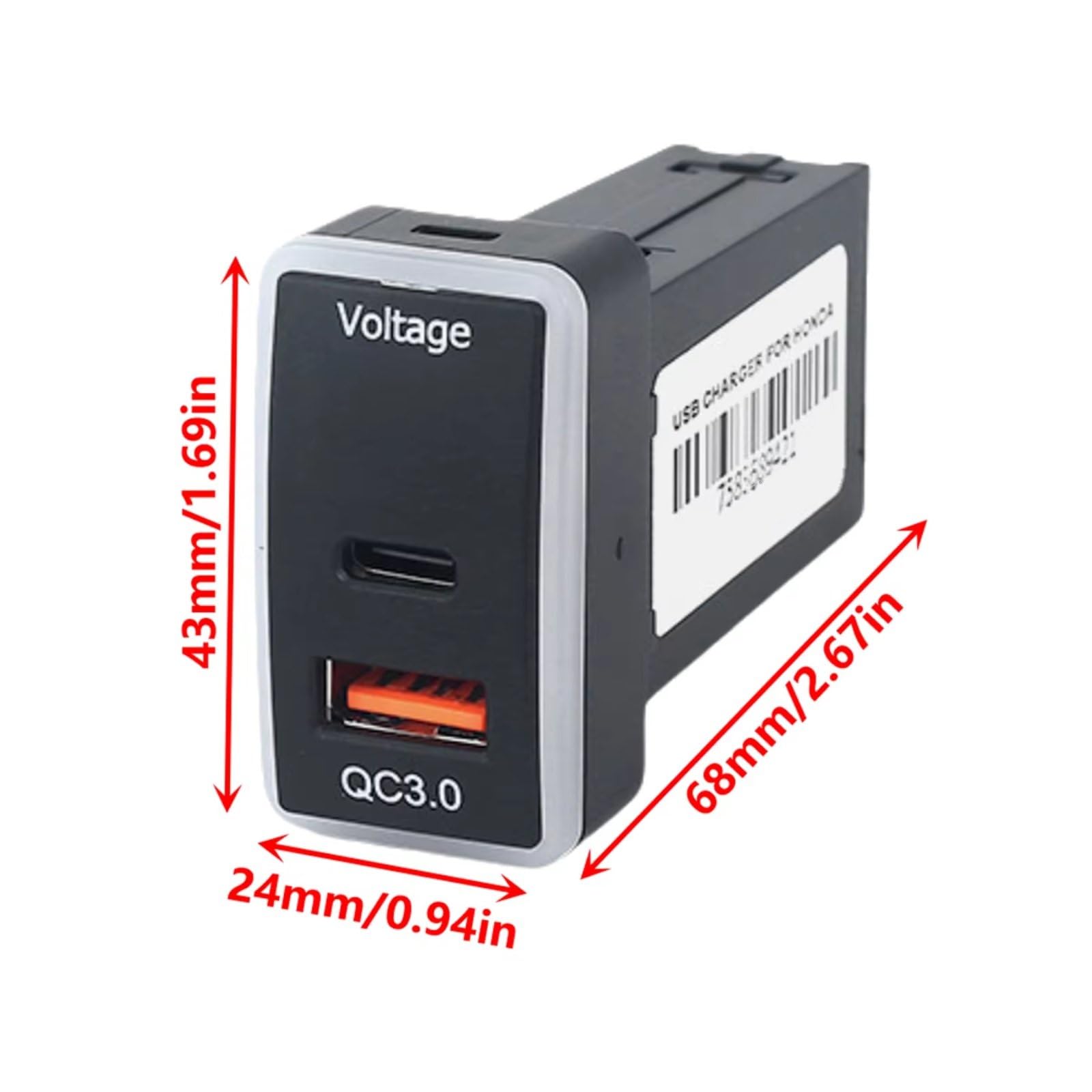 Faro Modulo Driver Presa USB Per Console Compatibile Con Fit For Accord Per Auto Per Civic Presa Di Ricarica Adattatore Di Alimentazione A Ricarica Rapida Con PD QC3.0
