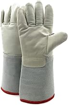 Guantes guantelete de Soldadura,Guantes de Jardine Guantes de Soldadura Guantes Resistentes al Calor y al Fuego Cuero de Vaca Almacenamiento en frío Guante de Trabajo criogénico Guantes congelados de