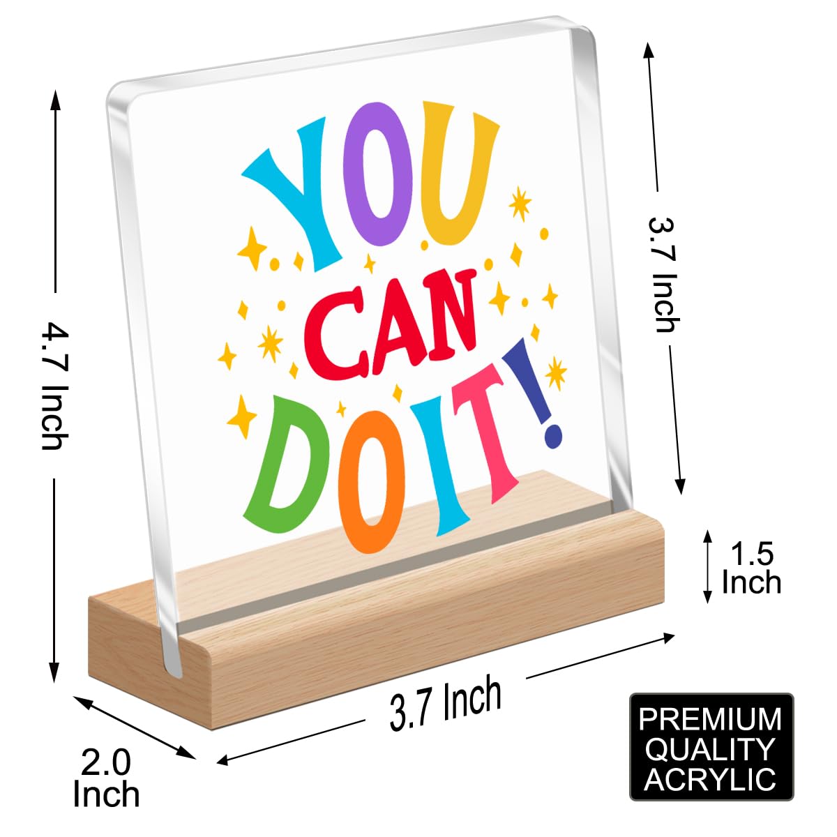 Inspirierende Schreibtischdekoration, "You Can Do It", Acryl-Schild für Klassenzimmer, Büro, Wohnheim, Regal, Tischdekoration A321