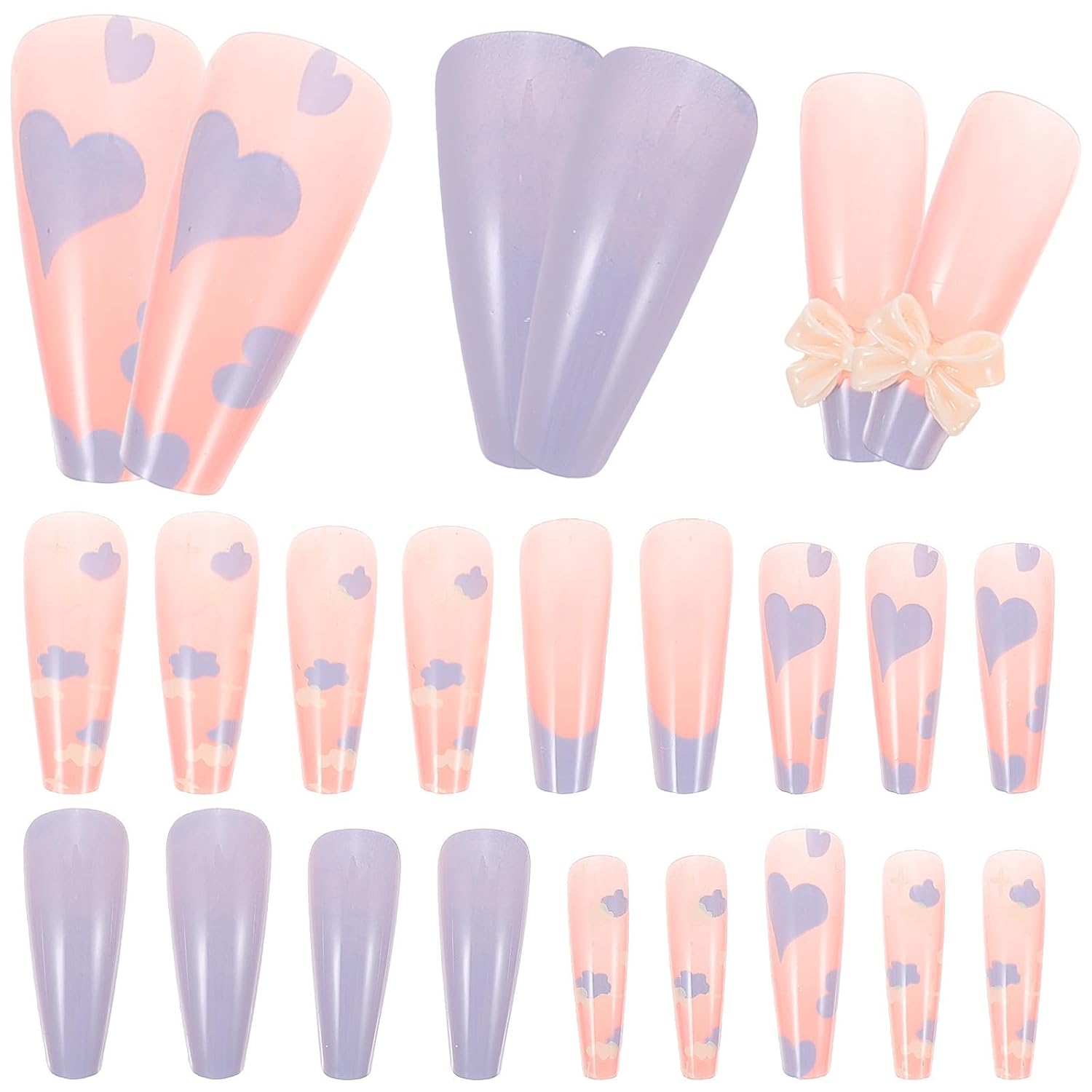 48pcs Press on Fake Nails with Shape and Lovely Design, Pp Material Nail Art Supplies for Women, Chic and Fashion Look, for Daily Wear and Special Occasions