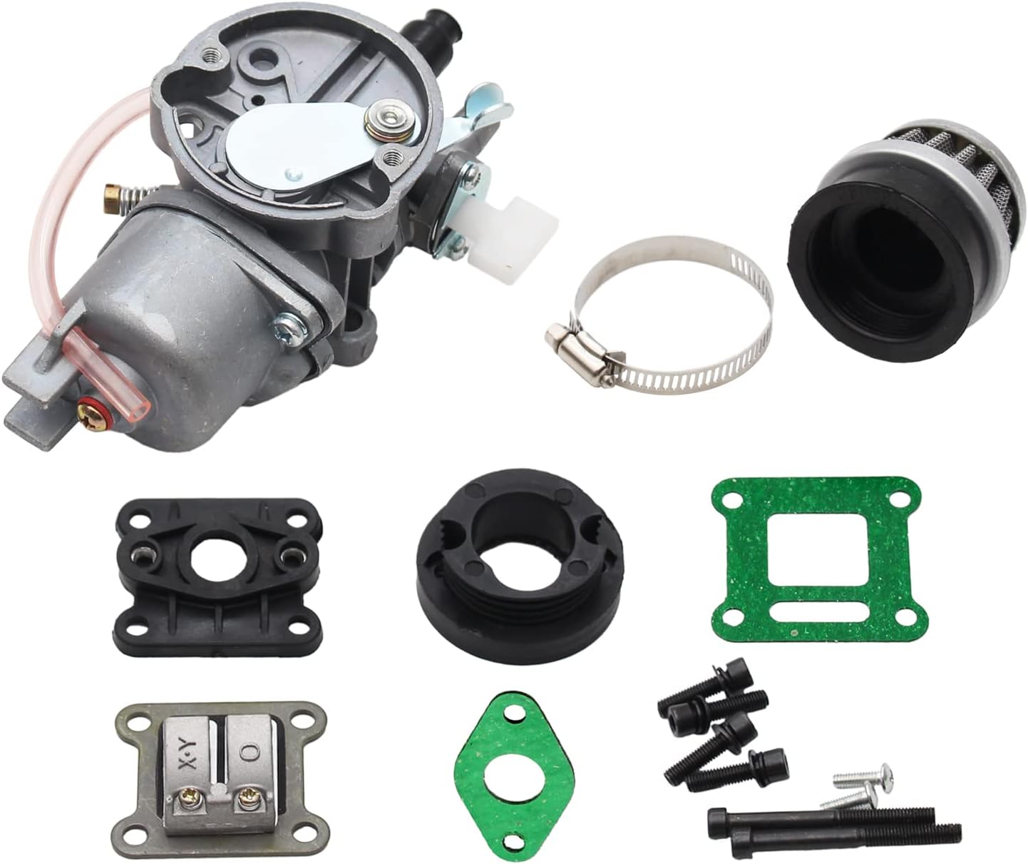 13mm Carby Carburetor Carb w/Intake Reed Gasket Stack Screw Air Filter Kit For 2 Stroke 43cc 47cc 49cc Mini Kids Pit Pocket Quad Dirt Bike ATV