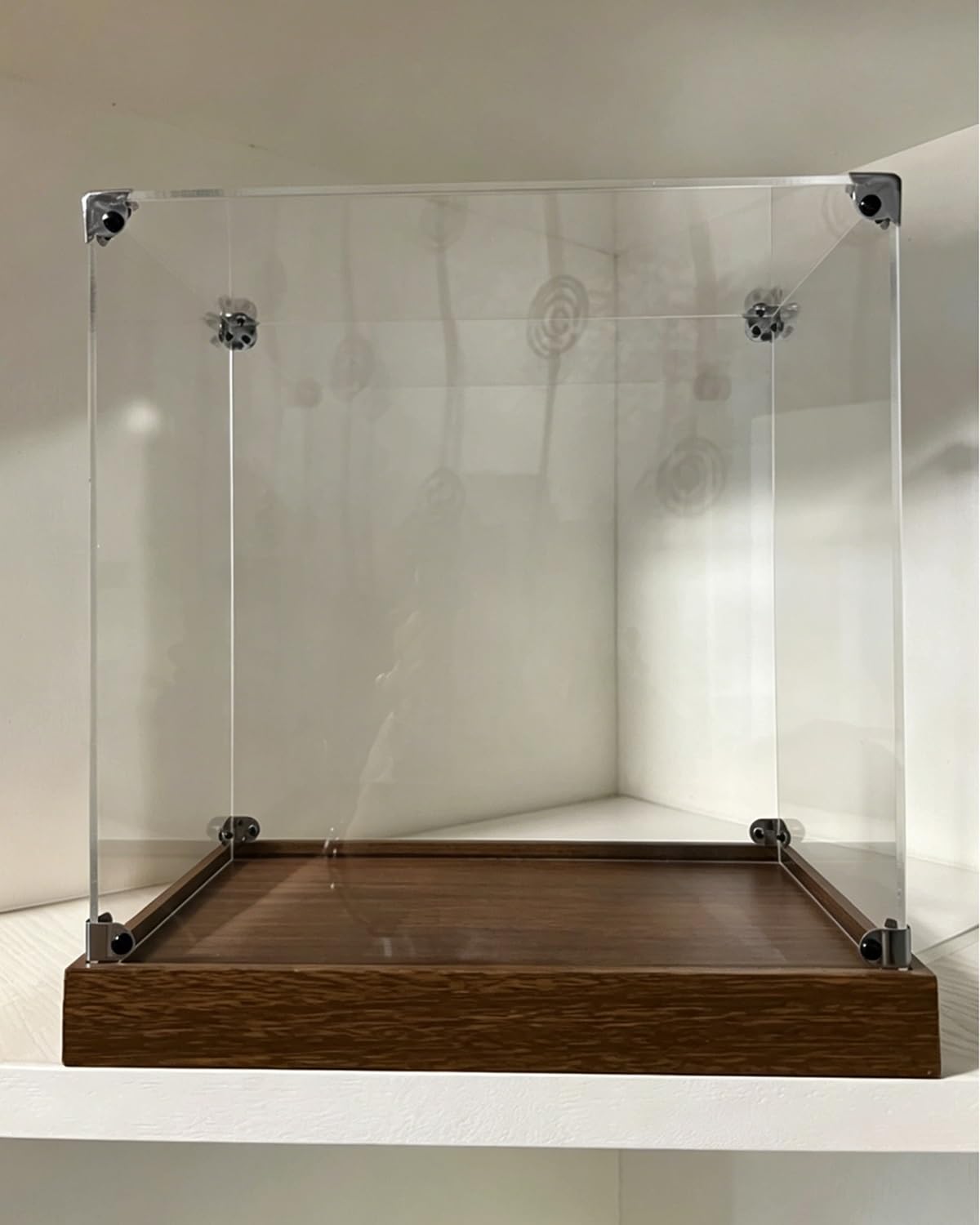 Stackable Display Box with Aluminum Frame Wooden Base, Baseball Action Figure Artifacts Desktop Showcase, Souveniers Models Curio Cubes(70x50x70 cm/28x20x28 in)