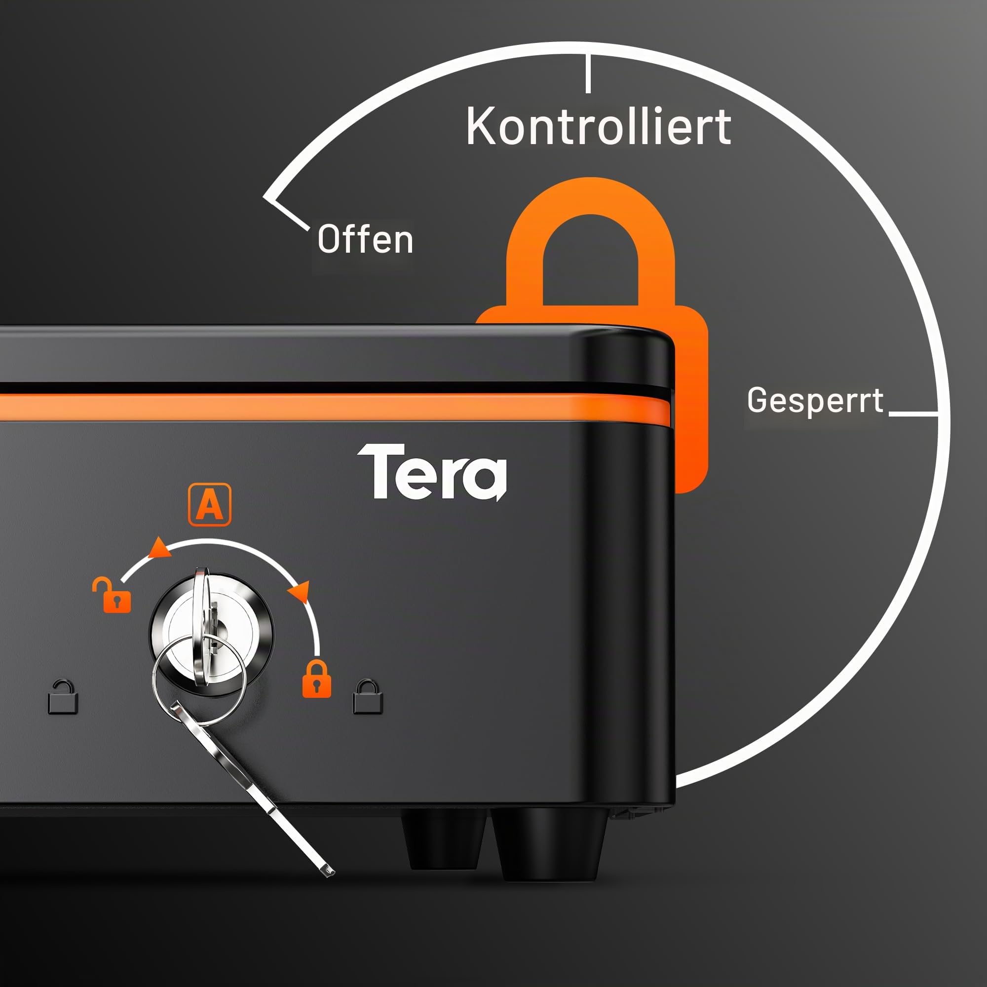 Tera Geldkassette Kassenlade Abschließbar 40,5x40x10,2 cm 4 Scheinfächer 8 Münzfächer RJ12 Mikroschalter Modell 405R