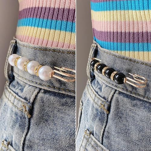 Image of 14 Pieces Brooch Safety Pins Pearl Brooch Button Pin Pant Waist Tightener Pins for Clothes Sweater Shawl Collar Dress Cardigan Shirt Jeans Accessories for Women Girls