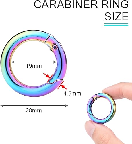 Miniatura 2 de Paquete de 10 mosquetones redondos de 34 pulgadas, llaveros de metal, anillos de resorte para bolso, bolsa de hombro, cadena, clip, clip, cuerda de