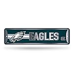 Rico Industries NFL Philadelphia Eagles Home Dcor Metal Street Sign (4 x 15) - Great for Home, Office, Bedroom, & Man Cave - Made,Silver