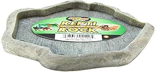 Zoo Med ReptiRock Small Food Dish - Natural Rock Look, Non-Porous, Low-Profile for Geckos & Small Reptiles