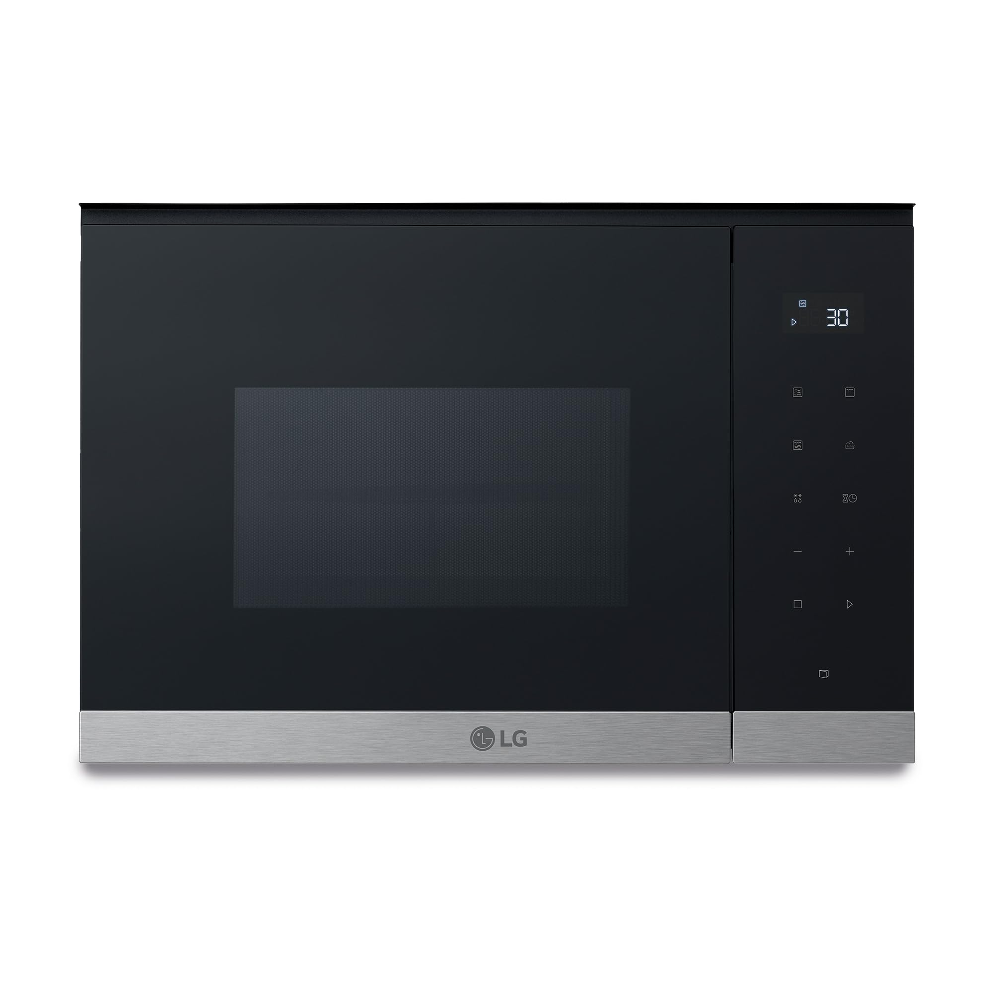 LG Microondas Grill Integrable MG7Z2593D, 900W, 25L, Negro y Acero, Control Táctil, Descongelación Automática