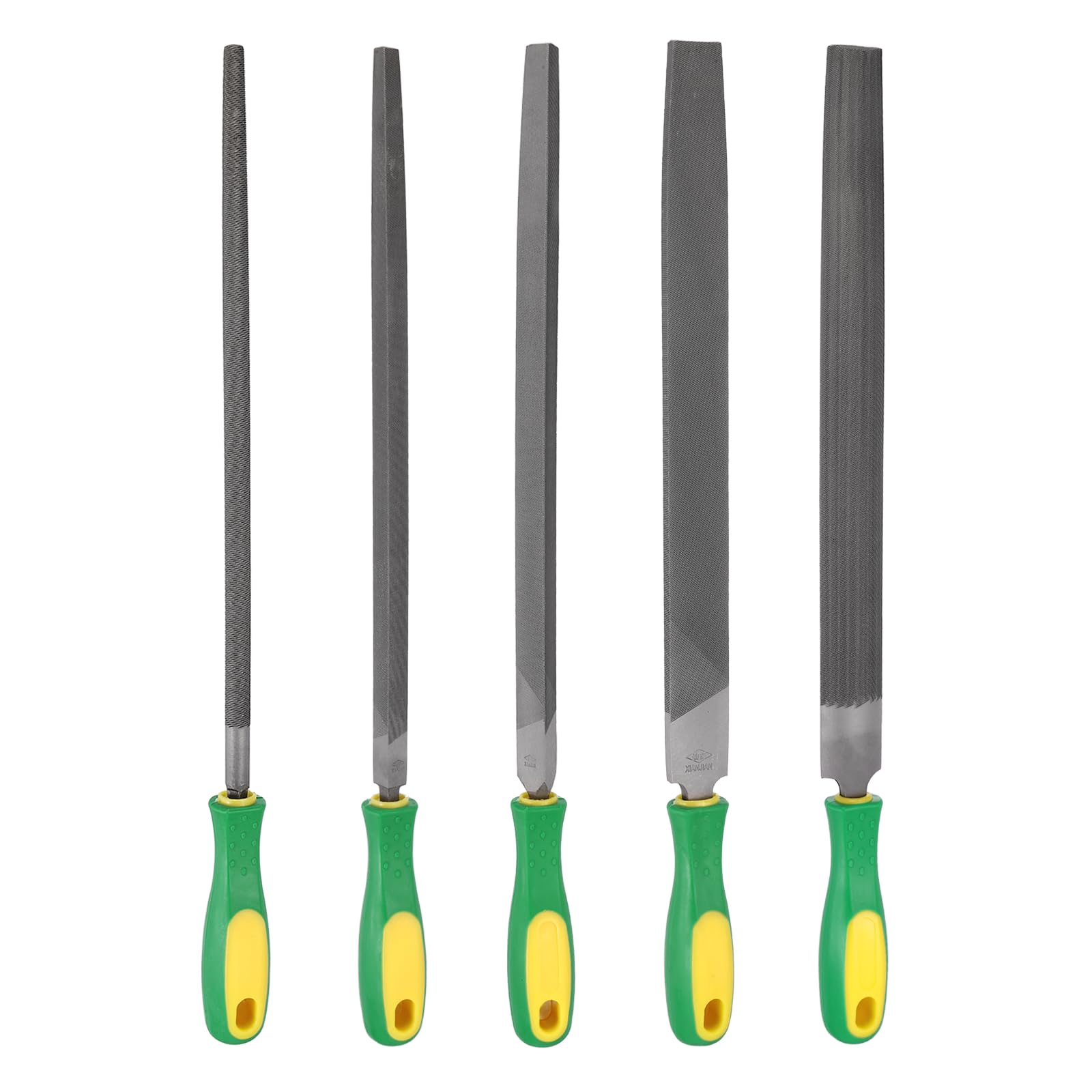 QUARKZMAN 5 Pezzi Set Di Lime In Metallo 12" Denti Fini Con Manico In PP | Acciaio Ad Alto Contenuto Di Carbonio, Quadrata/Piatta/Triangolare/Mezzotondo/Rotonda