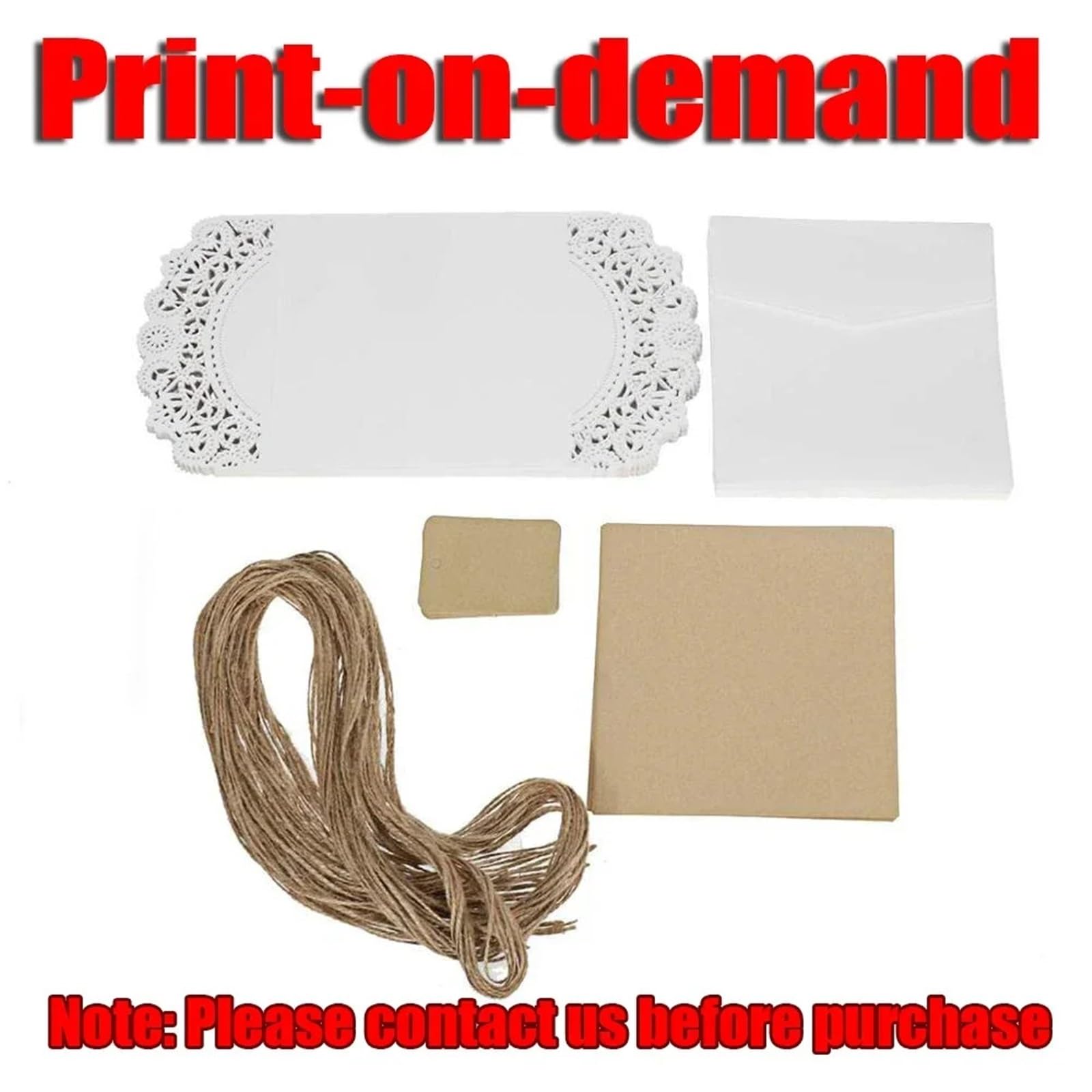 Zaproszenie na ślub Zaproszenia ślubne, z kopertami 10,30,50 szt. 14,5x14,5cm żółty papier pakowy(Print-on-demand,50pcs)