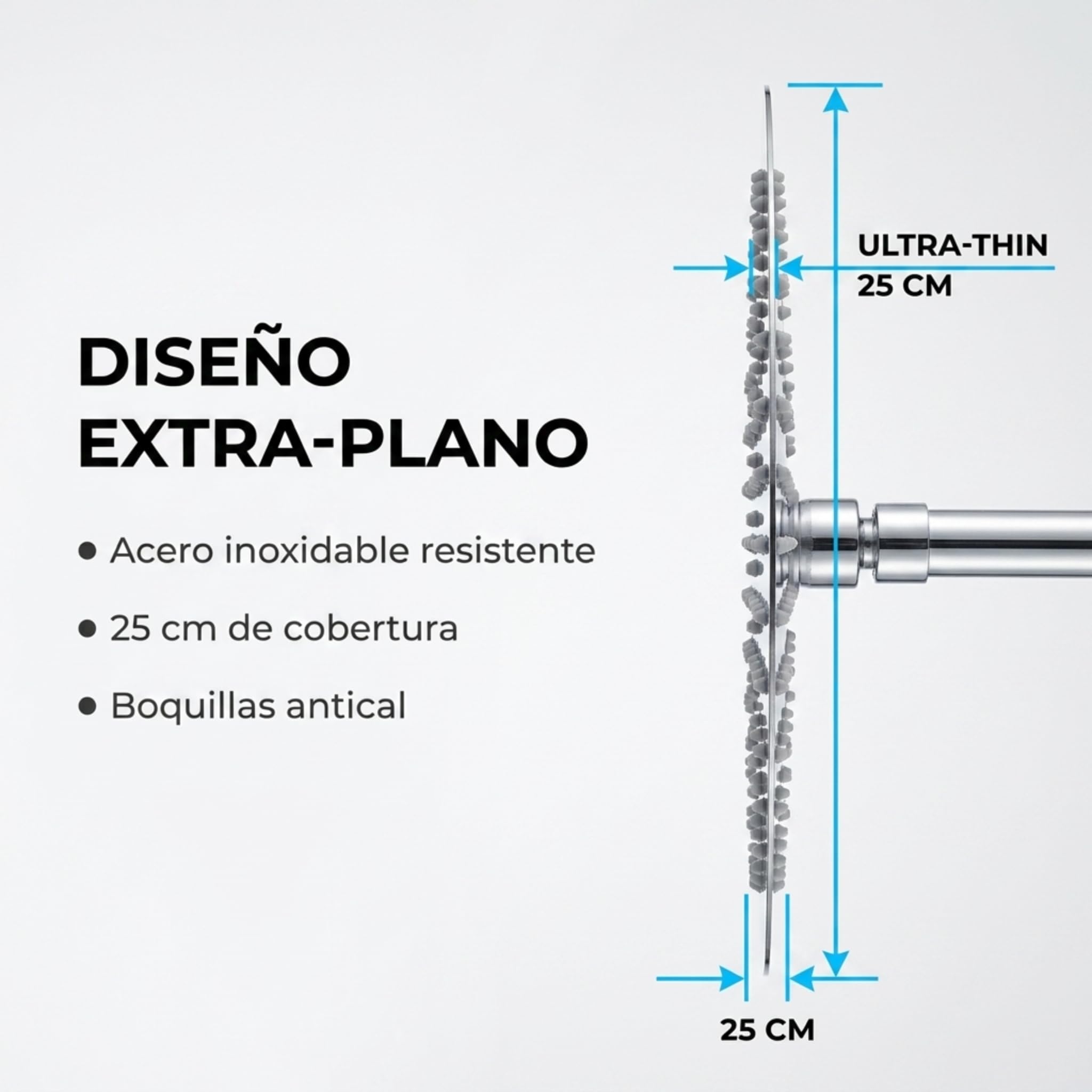 VALAZ Douche Encastrable | Mitigeur Douche 2 voies, Pulvérisateur Effet Pluie | Installation Murale Facile et Rapide | Inoxydable, Ronde, Pulvérisateur 25 cm, Chromé, Série Jucar
