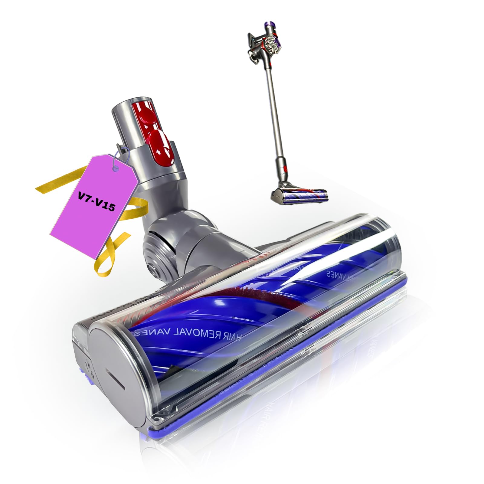 Antienredos Mejorado Cepillo para Dyson V7 V8 V10 V11 V15 Cabezal de Cepillo para Aspiradora con FuncióN de LiberacióN RáPida Adecuado para Suelos Duros y Alfombras