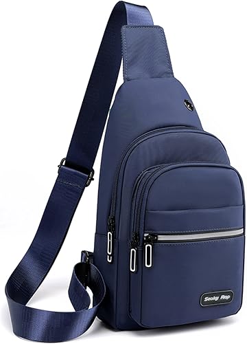 Seoky Rop - Mochila tipo bandolera cruzada para hombres y mujeres, pequeña bolsa de pecho y hombro para viajes, senderismo, mochila de día, Azul,