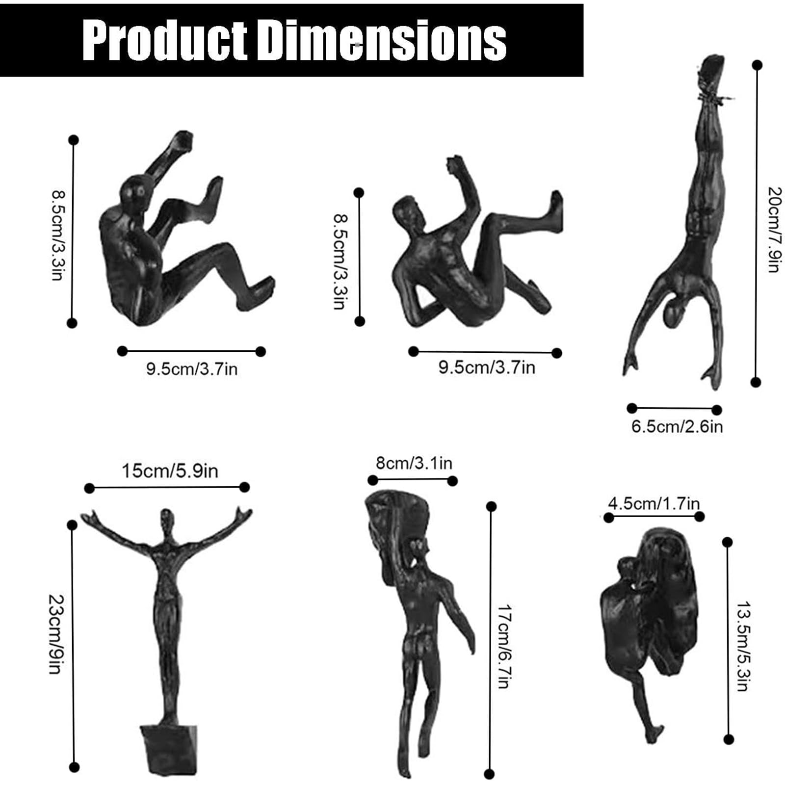 Bergsteiger-Skulptur 6pcs Kletternde Männer Mann Wand Kunst Dekor Skulptur Kunstharz Wandkunst Für Haus Und Büro Dekoration Präsentiert Den Charme Und Persönlichen Stil Des Klettersports(Color:M)