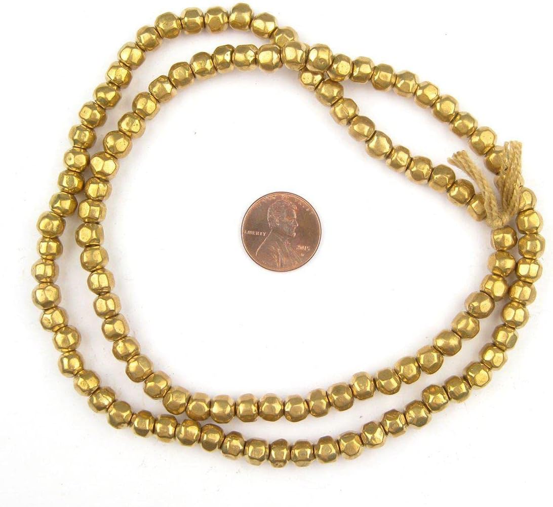 The Bead Chest Brass Rounded Nugget Beads 6mm, Full Strand of Quality Metal Spacers for DIY Jewelry Design