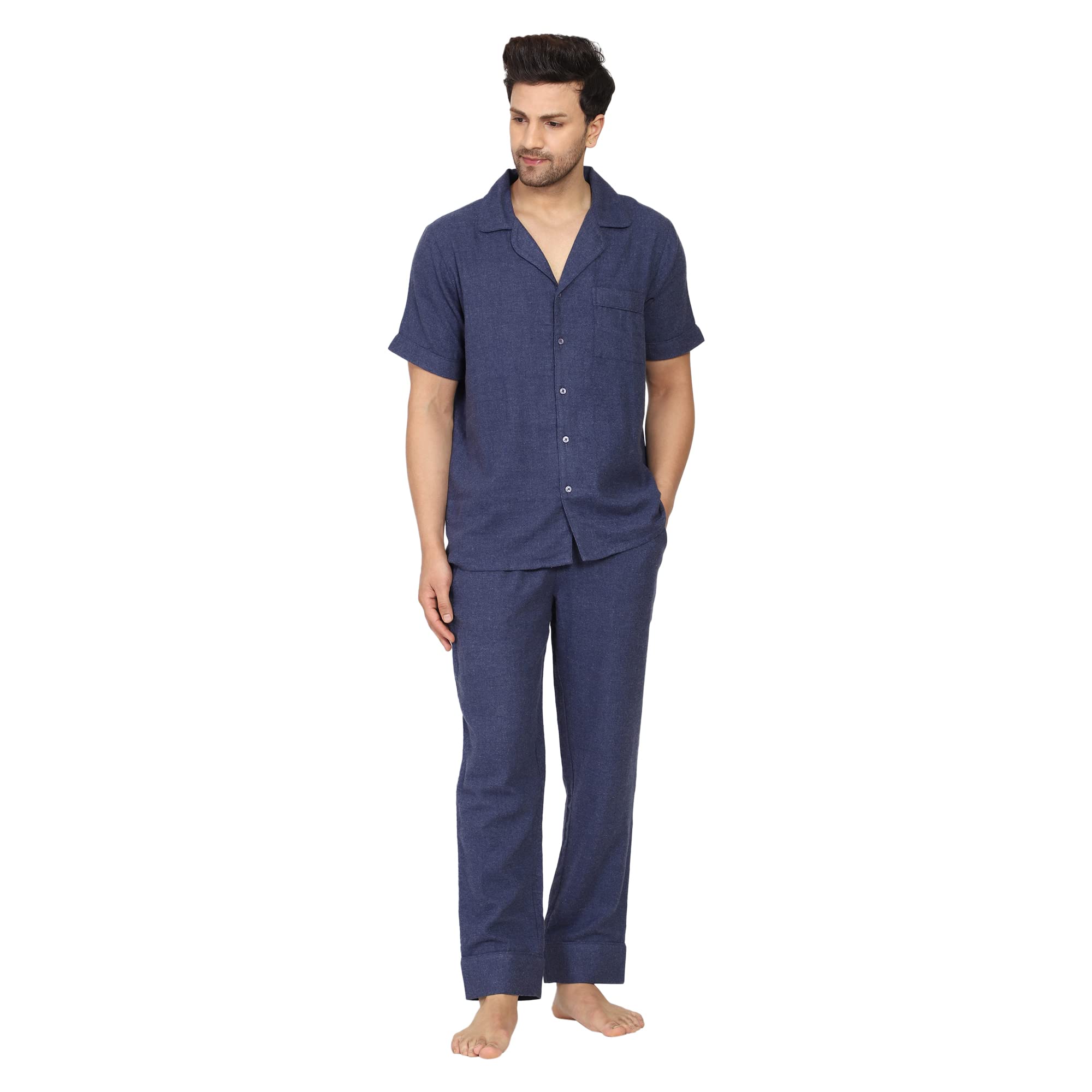 Mens Nightsuit Set (Pyjama + Shirt) 100% Rayon, Larry(M)-image-6