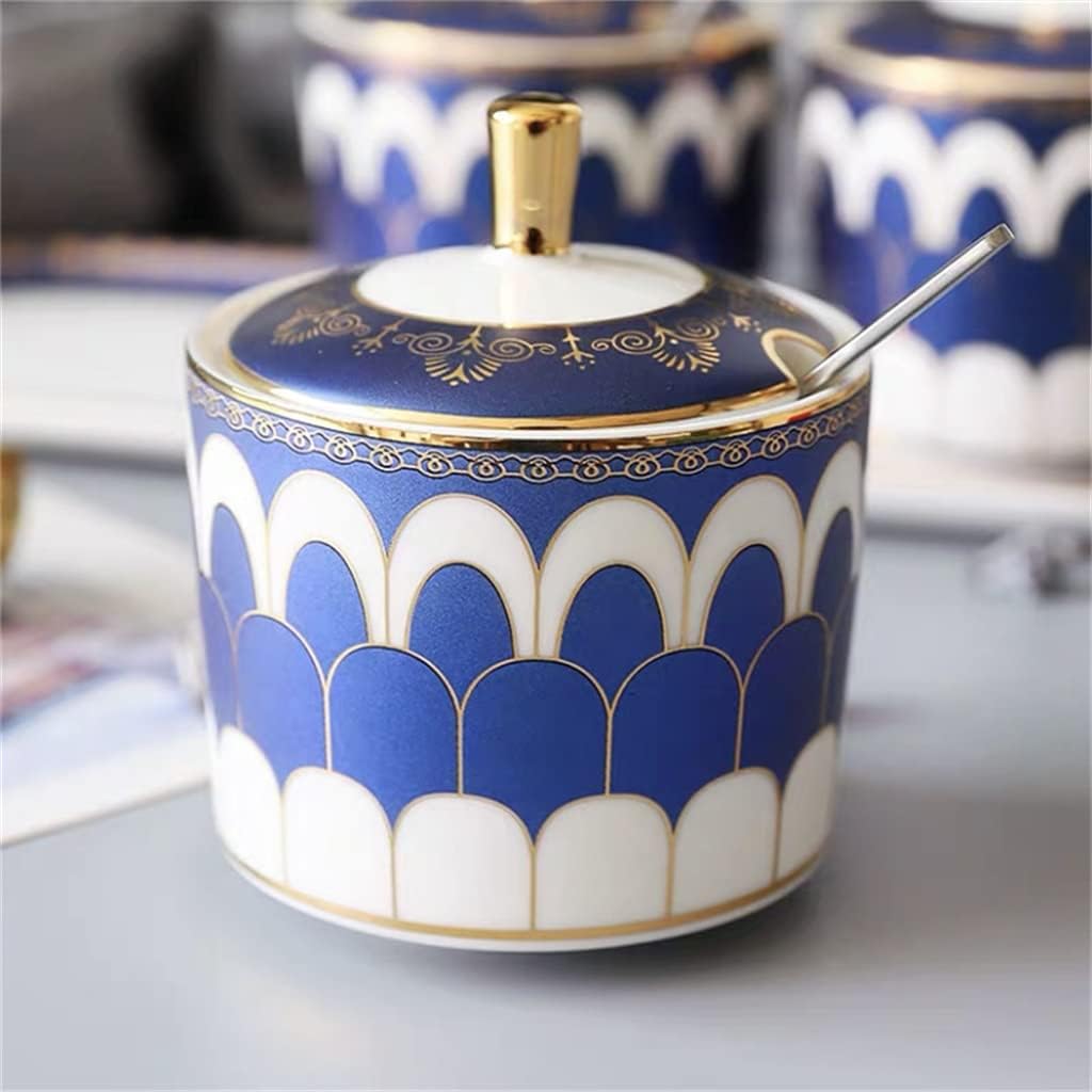 Ceramic Seasoning Box Jar Kitchen Combination Set With Spoon And Lid Bottle Salt Shaker