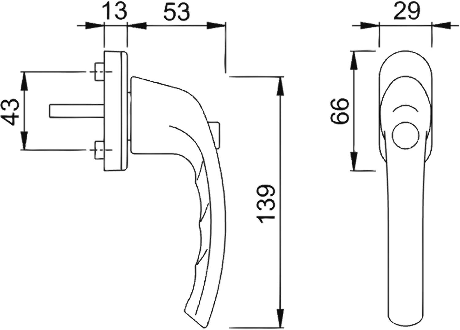 Hoppe 1757136 Tokyo Window Handle with Square Push Button (7 x 32mm) Stainless Steel Effect