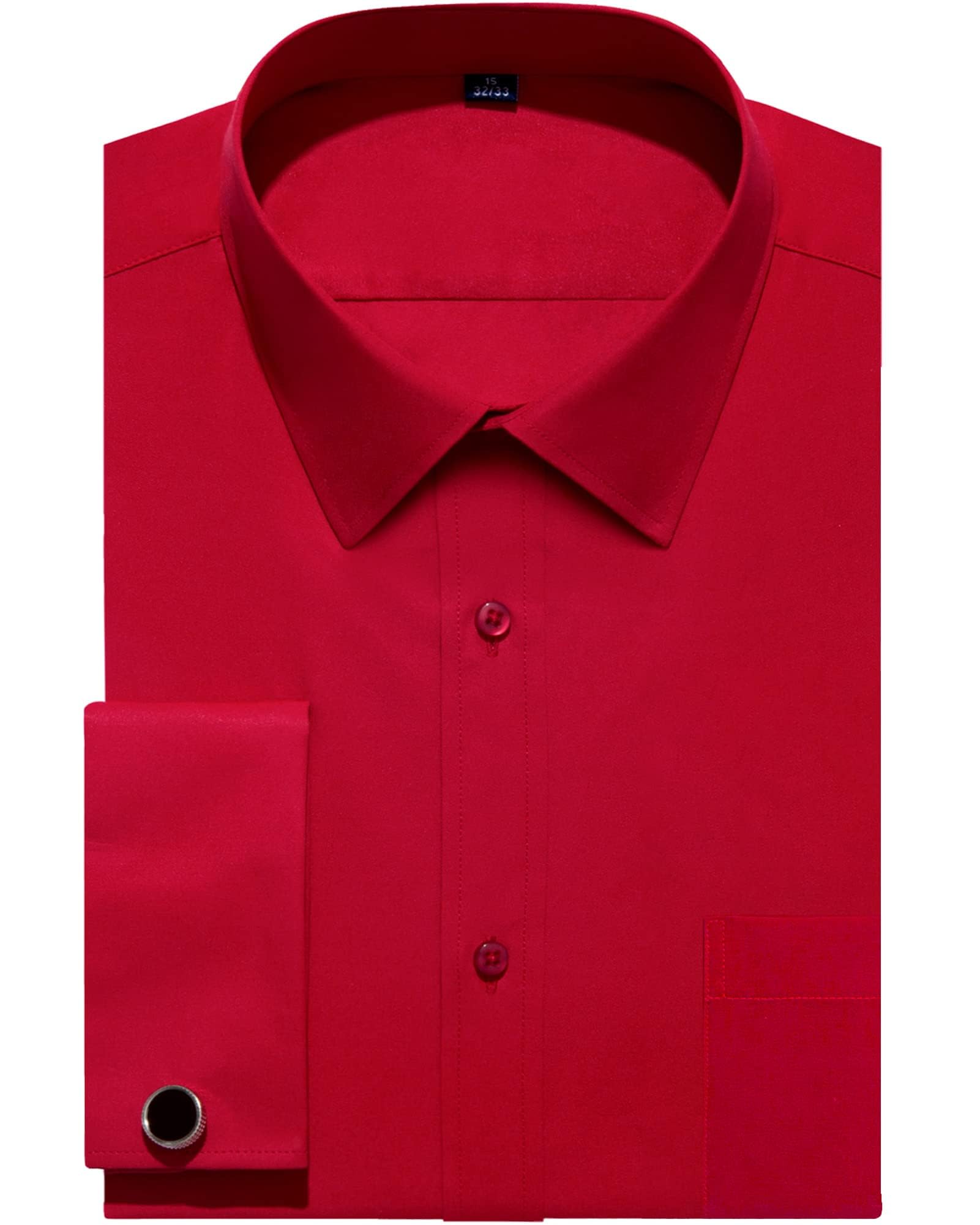 J.VER Men's French Cuff Dress Shirts Regular Fit Long Sleeve Spread Collar Metal Cufflink