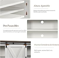 Vista 3 de 4 EVER WINNER Soporte de TV para TV de 65 pulgadas para sala de estar, soporte de TV moderno estilo granja con puerta de granero con gabinetes