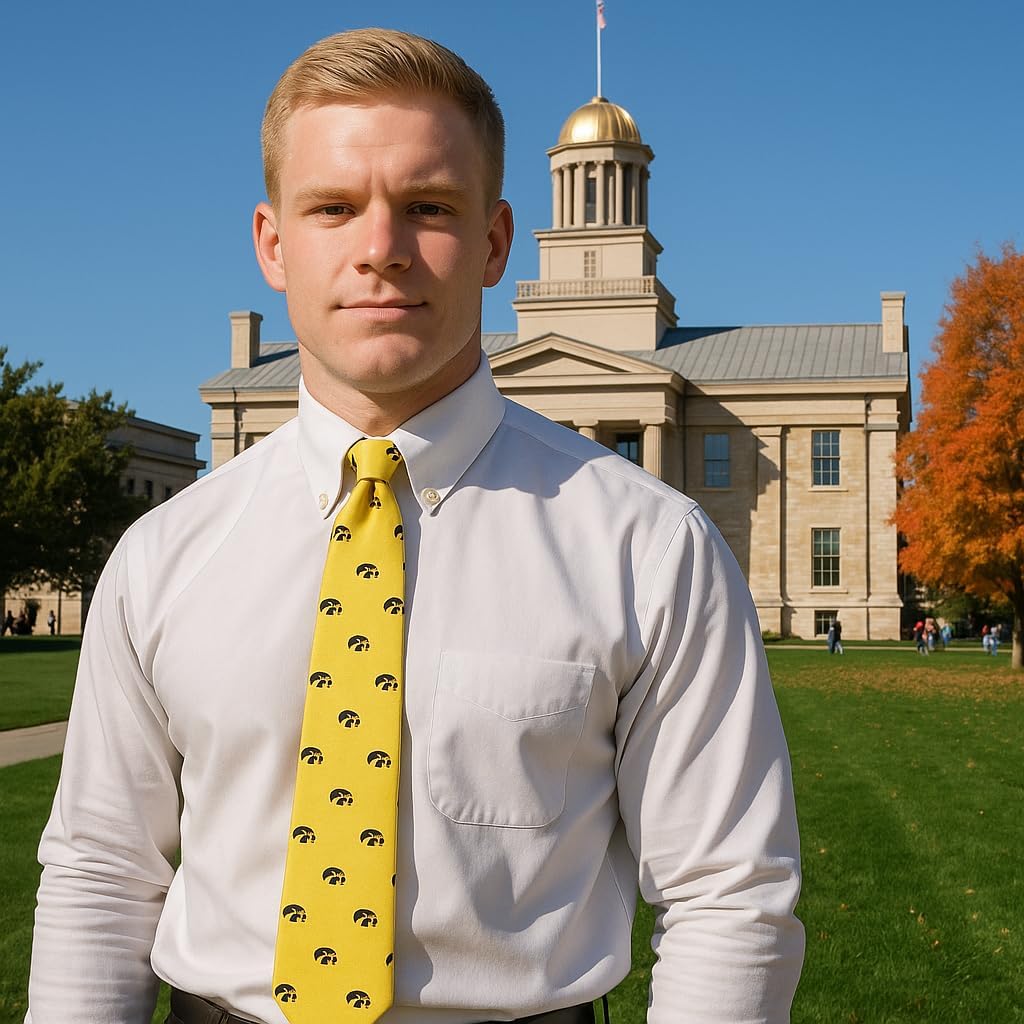 Eagles Wings Iowa Ties Hawkeyes Mens College Neckties (Echo Silk)