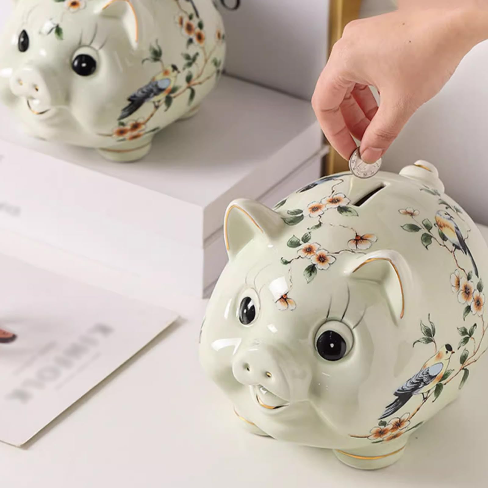 Spardose in Schweinchenform aus Keramik, niedliche Spardose mit einzigartigem Erinnerungsstück-Design – ideal for Verschenken