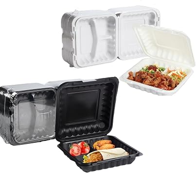 Meal Prep Containers 3 Compartment 8 55-pack + To Go Containers 3 Compartment 7.8 65-pack