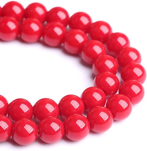 Miniatura 3 de 32 cuentas sueltas redondas de cristal rojo de 0.472 in para hacer joyas de 15 pulgadas DIY pulsera collar
