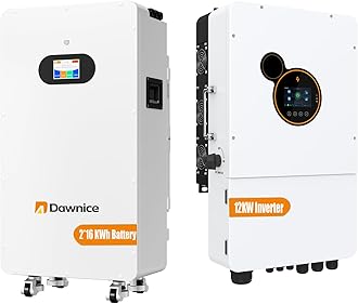 Dawnice 2Sets 48V 314Ah 16KWh LifePO4 Lithium Solar Batteries Built in 150A BMS,12KW Solar Hybrid Inverter Built in 2 MPPT Charge Controll Home Energy Storage Power Supply DC to AC Bluetooth Wireless