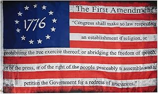 1776 Bill Of Rights First Amendment Betsy Ross Distressed Premium Quality Heavy Duty Fade Resistant 3x5 3'x5' 100D Woven Poly Nylon Flag Banner Grommets (RUF)