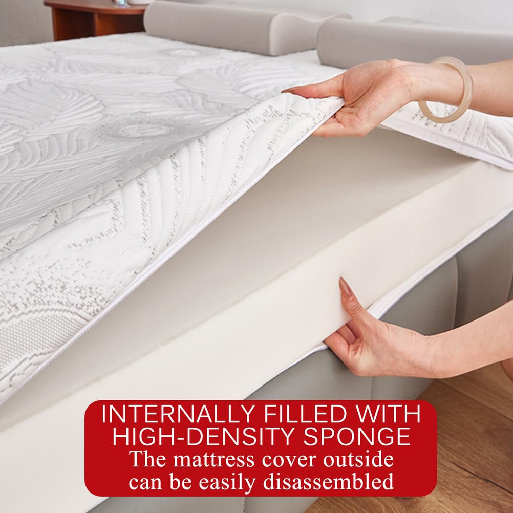 Whiteb/5cm,200x240cm, Memory Schaum Japanische Bodenmattratze Topper Dicke 5Cm / 8Cm / 10Cm Futon Matratze Pad Mit Abdeckung Jacquard-Stoff Stricken Schlafmatte Tatami-Pad