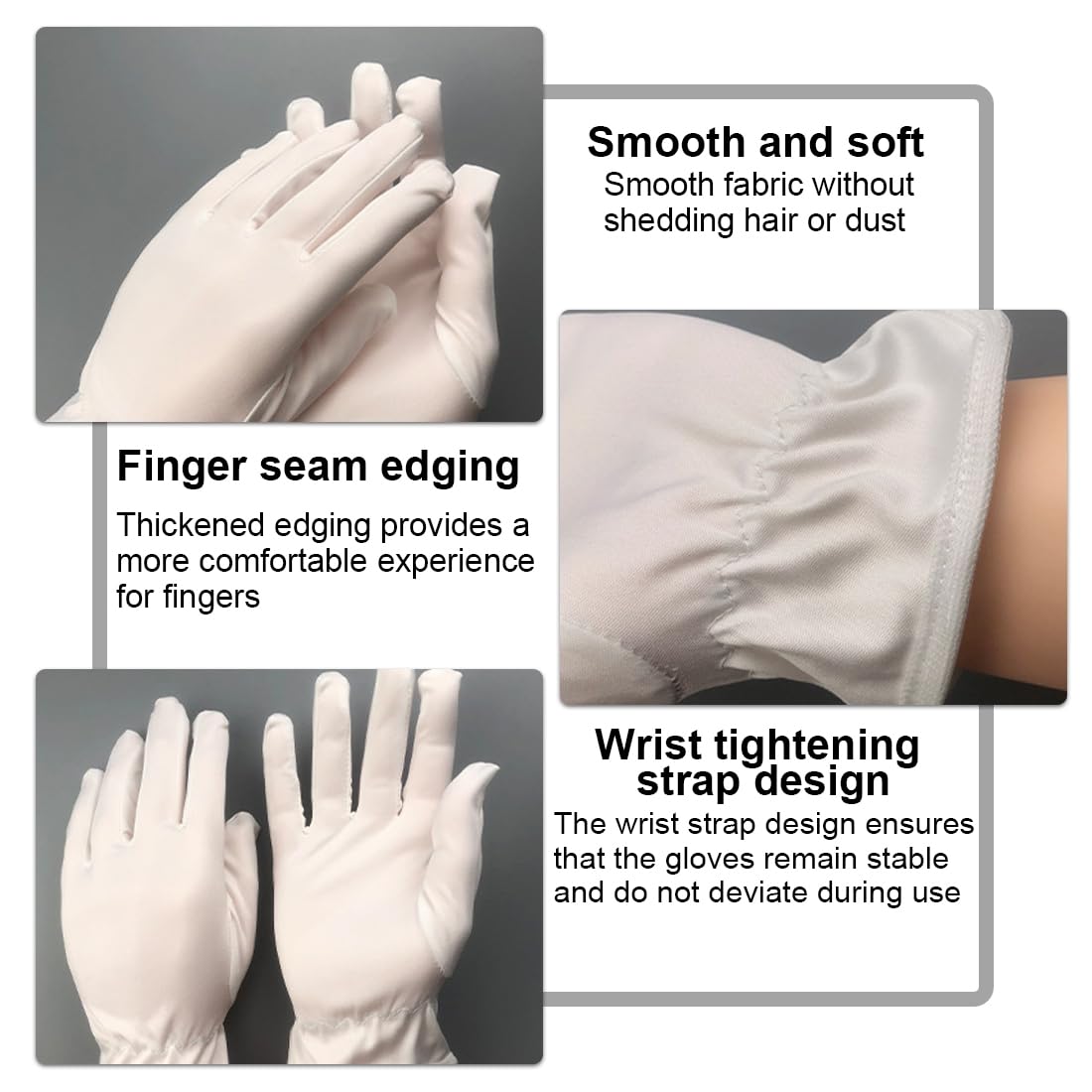 3 Paia Guanti Idratanti in Cotone Bianco per la Notte, per Il Sonno Guanti La Cura Delle Mani e Delle Mani Ruvide e Screpolate, Elastico Morbido Qualità Superiore