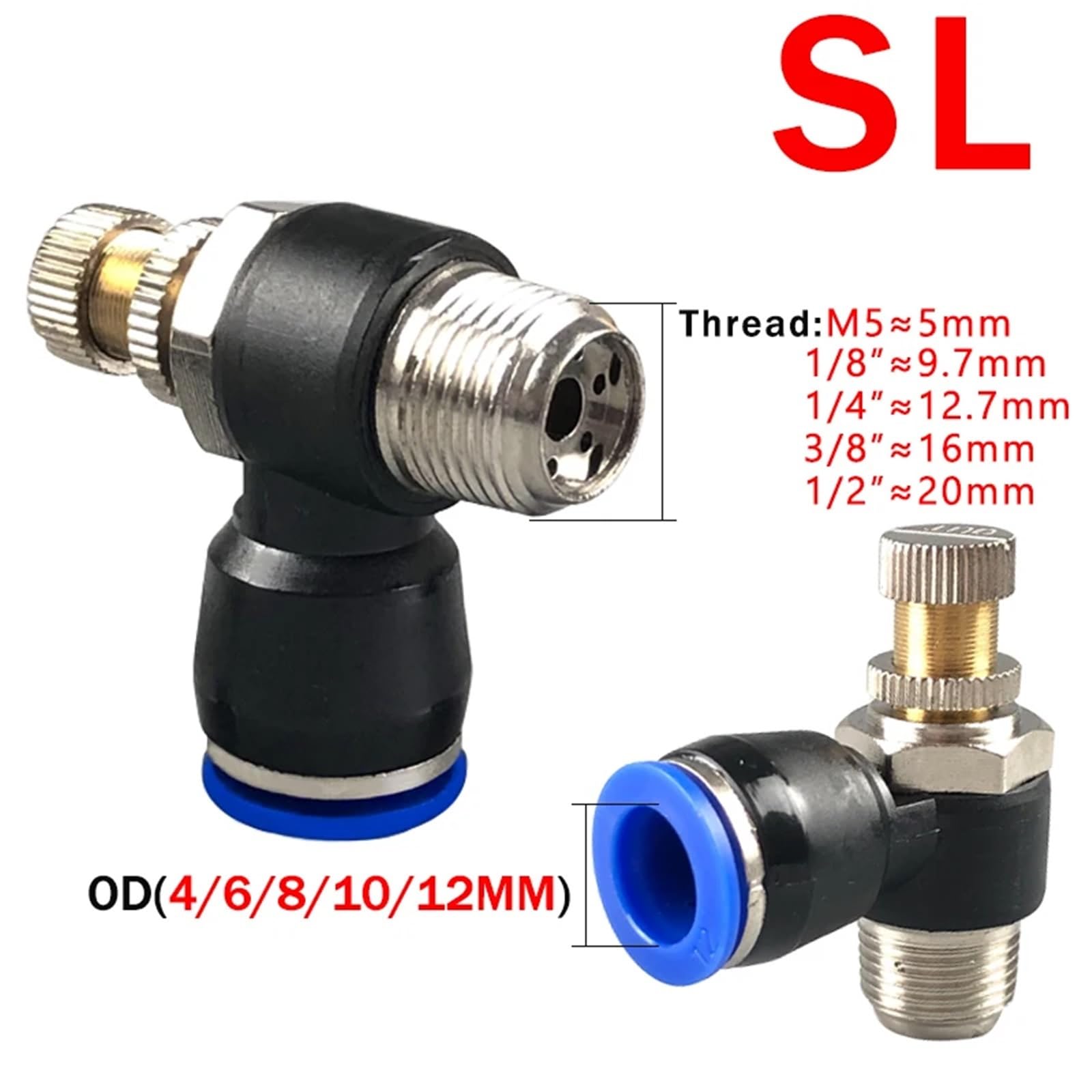 5Pcs Pneumatische Luft Anschluss Fitting PC/PCF 4mm 6mm 8mm Gewinde 1/8 1/4 3/8 1/2 Schlauch armaturen Rohr Schnell Anschlüsse(OD6mm-3I8,PC (5PCS))