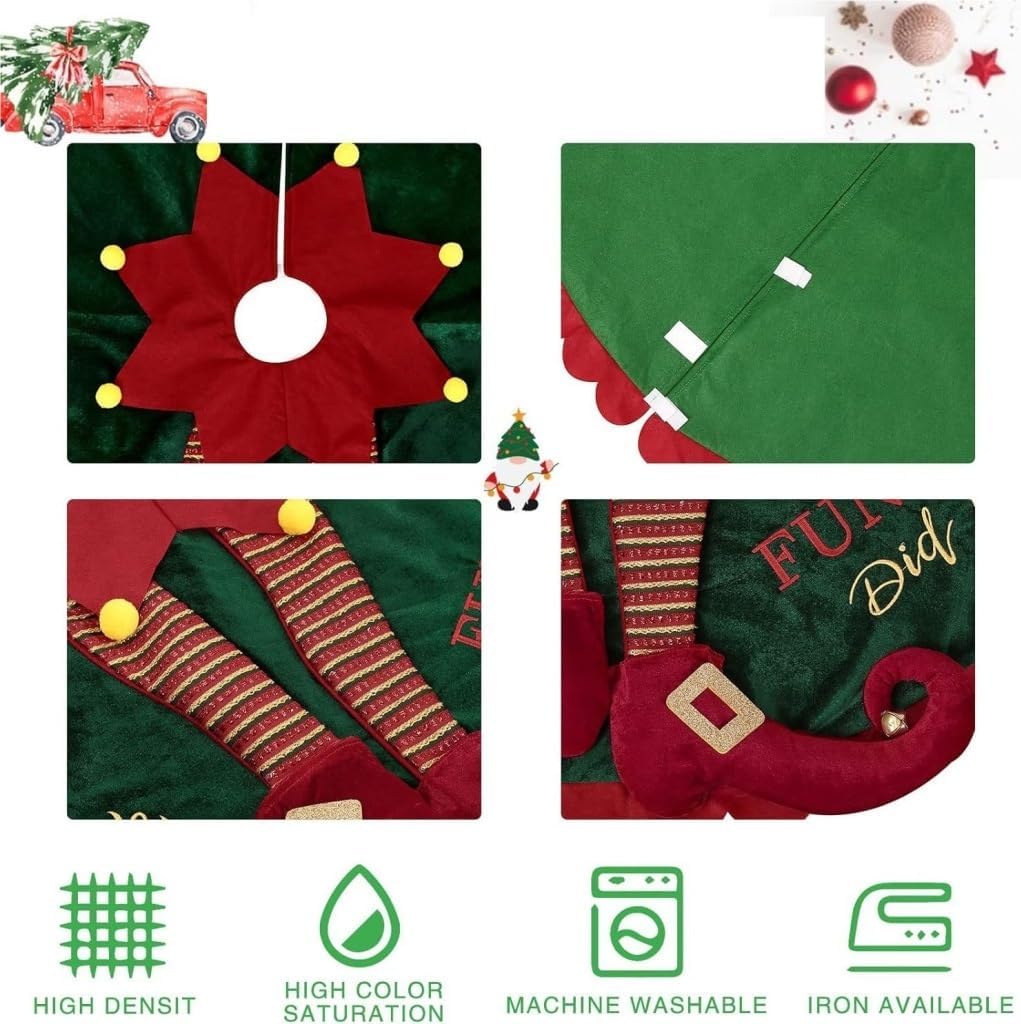Tree Skirt Christmas Christmas Tree Skirt Decoration Christmas Tree Skirt Red and Green Elf Tree Skirt Apron Decoration Tree Skirt Christmas Skirt Tree(60cm)