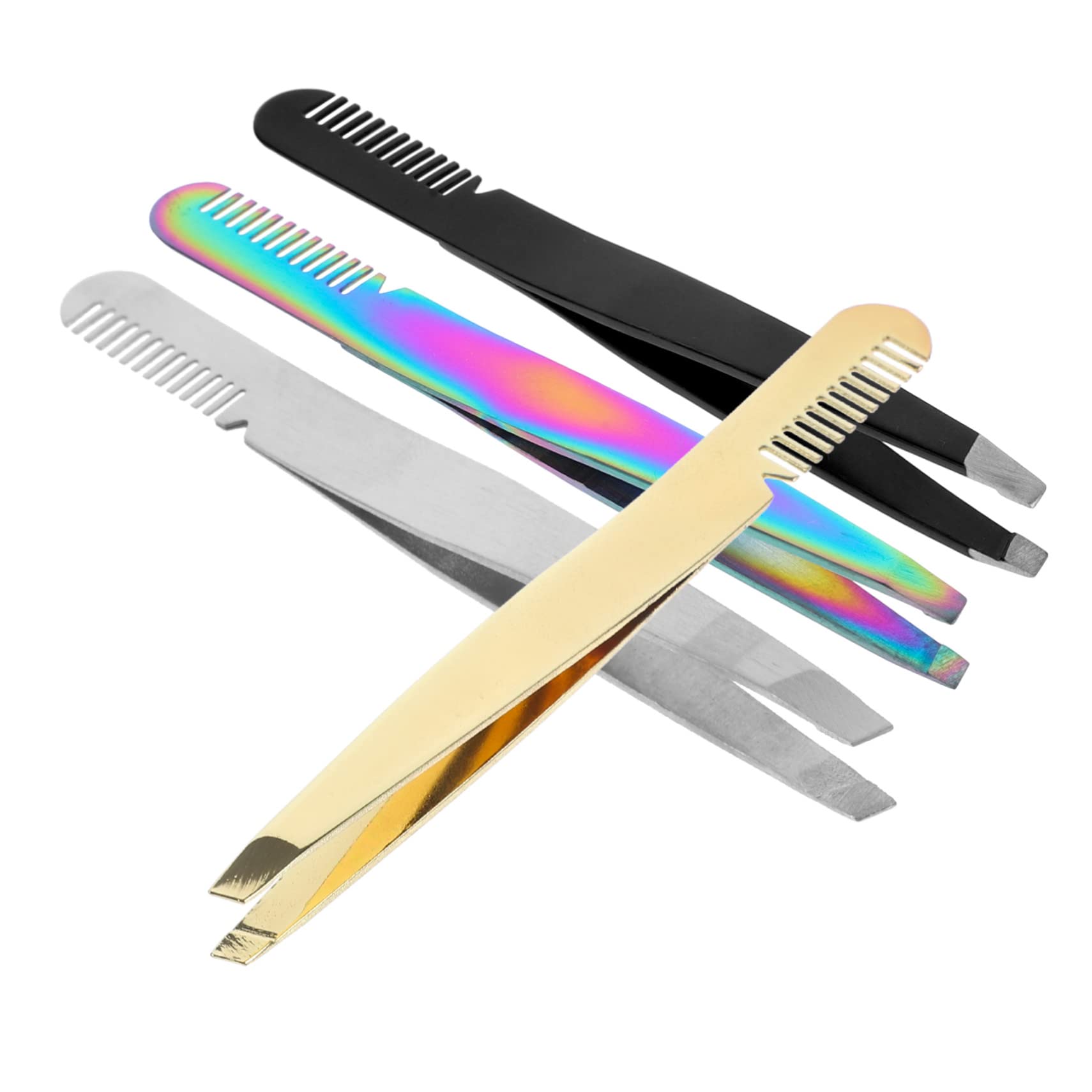 POPETPOP 20pezzi Pinzette Sopracciglia Inossidabile Con Punta Di Precisione e Pettine Strumenti Per La Bellezza e Rimozione Dei Elegante Per Donne e Uomini