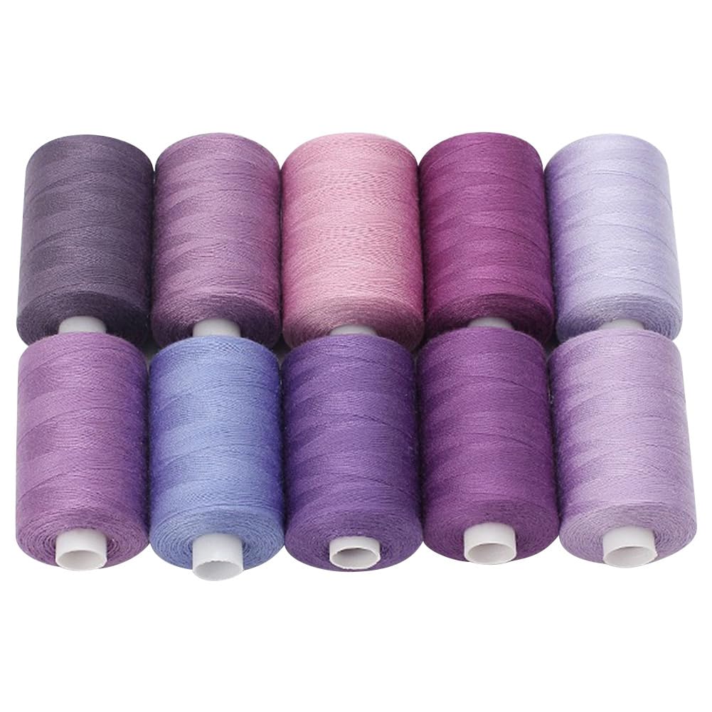 Filo da Cucito Multicolore, Set da 10 Colori, 1000 Iarde/Rocchetto, Fili in Poliestere con Bobine per Macchina da Cucire