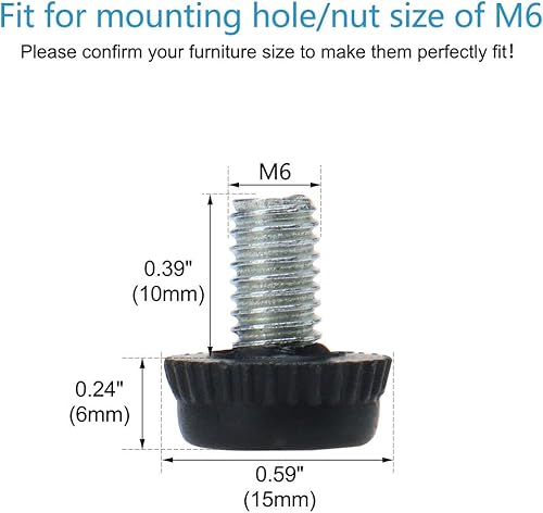 Miniatura 2 de uxcell M6 x 0.394 x 0.591 in pies niveladores ajustables nivelador protector de suelo almohadilla para muebles de casa, escritorio, mesa, silla,