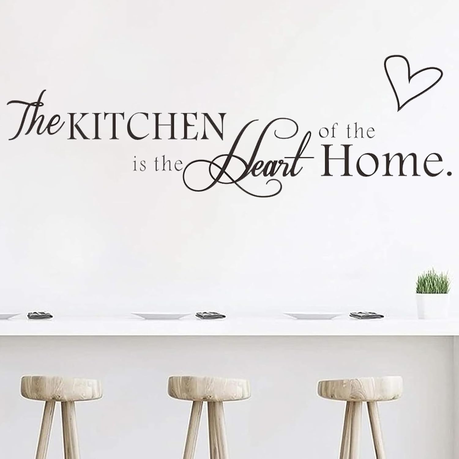 The Kitchen is the Heart of the Home Quotes Vinyl Wall Stickers Wall Decal Letter of Enthusiasm Decorative Art Vinyl Wall Mural for Living Room Bedroom