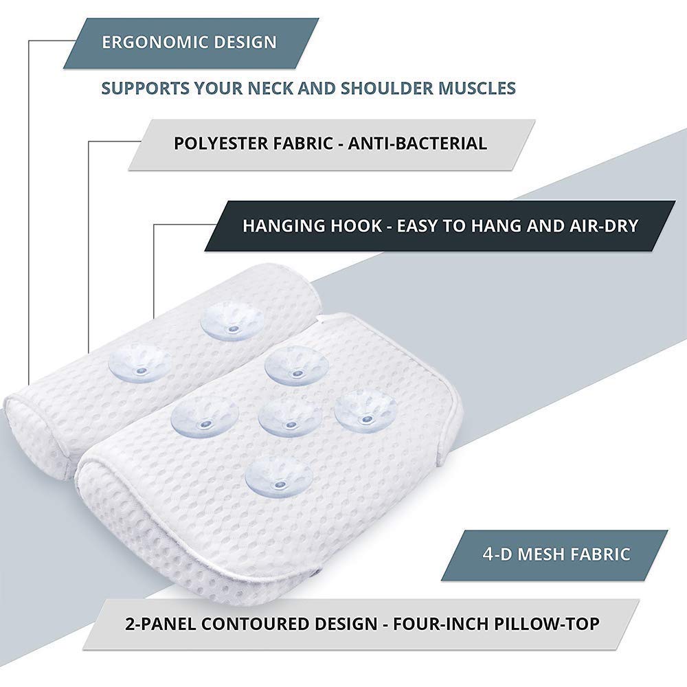 AmazeFan Bath Pillow with 4D Air Mesh & 7 Suction Cups - Image 4