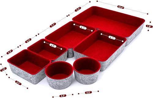 Miniatura 7 de Welaxy Organizadores de cajones, bandejas de almacenamiento de fieltro, cajones divisores, cajas organizadoras para oficina, hogar, decoración