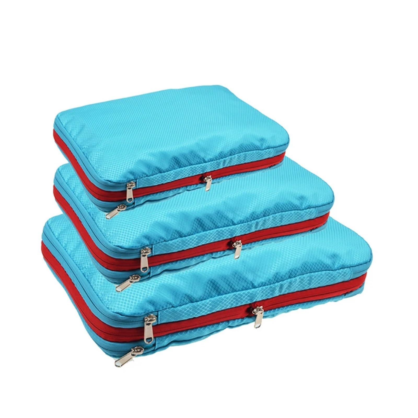 Travel Organizer Compression Packing Clothes Storage Bags Double Layer Portable Large Capacity/Waterproof Cube Zip Bag for Suitcases(Sky Blue)