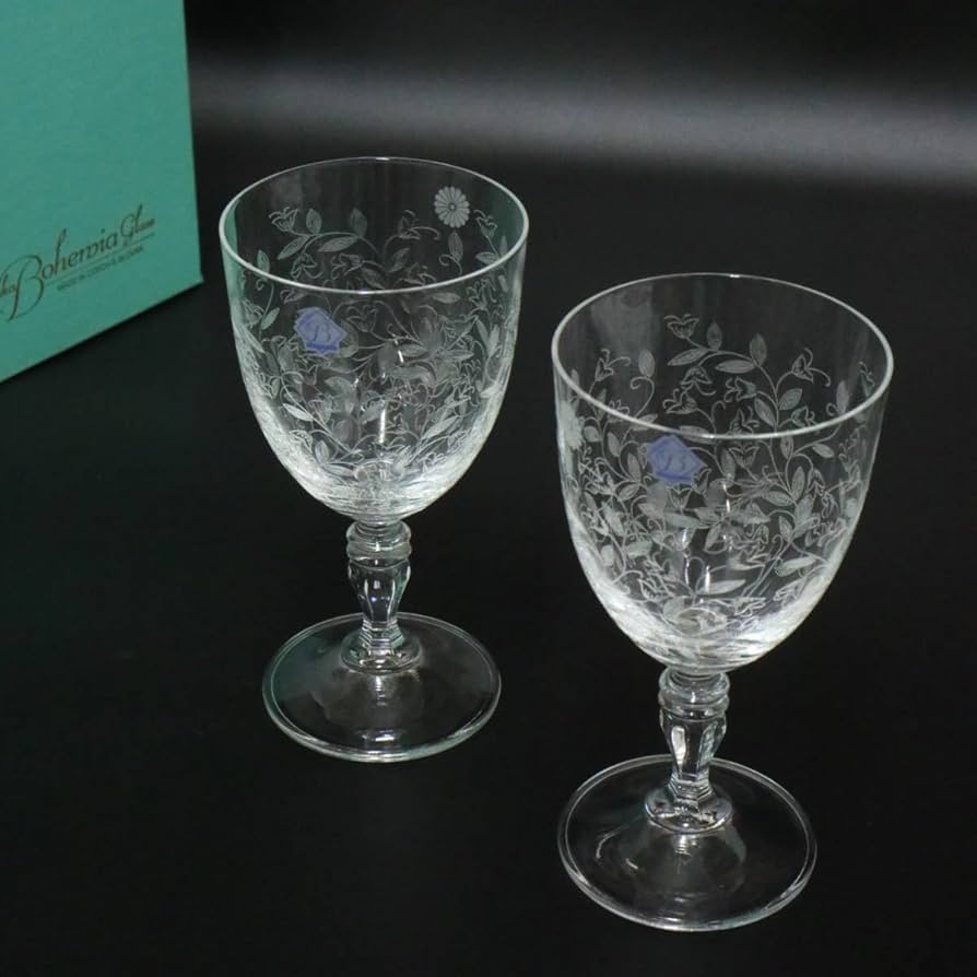 BOHEMIA　GIASS　MAIA A=B4736 Bohemia Glass Wine Glass 2 Piece Made in CZECH