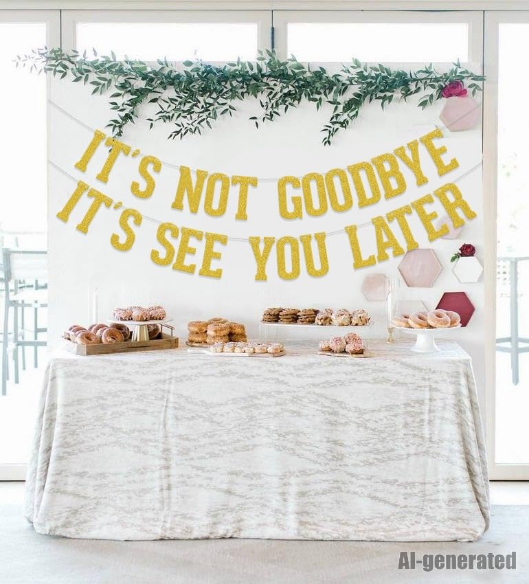Image of It's Not Goodbye It's See You Later Banner, Going Away Graduation Party Decorations, We Will Miss You Retirement Party Supplies, Who Said You Could Leave Goodbye Party Sign Gold Double-Sided