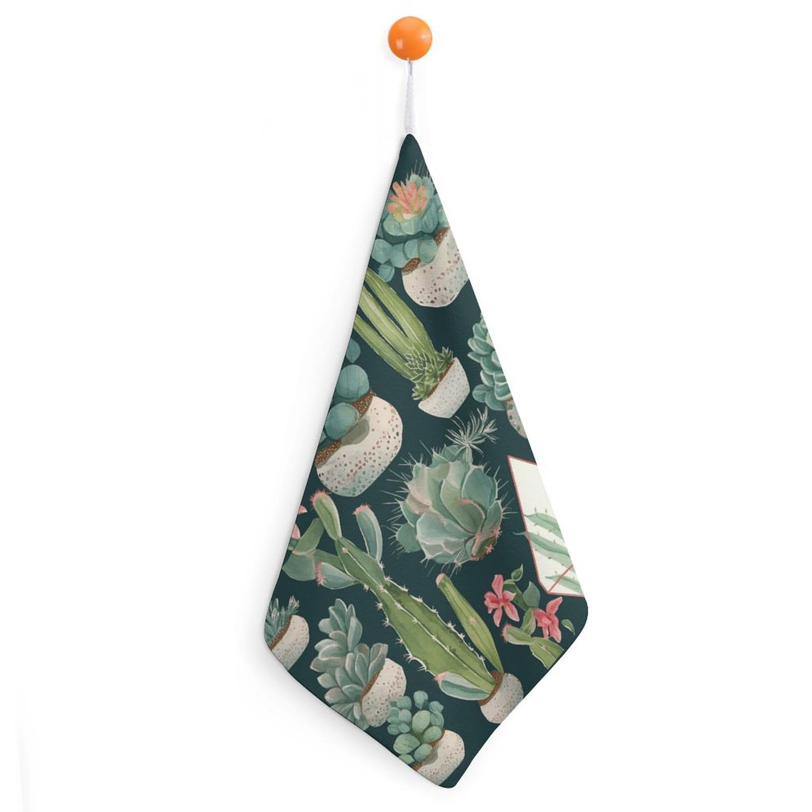 VstaDank Succulent Plants and Cactus Washcloth with Hanging Loop Quick Dry Microfiber Hand Towel Highly Absorbent Wash Cloth Reusable Makeup Remover Cloth Soft Feel Fingertip Towel for Bathroom
