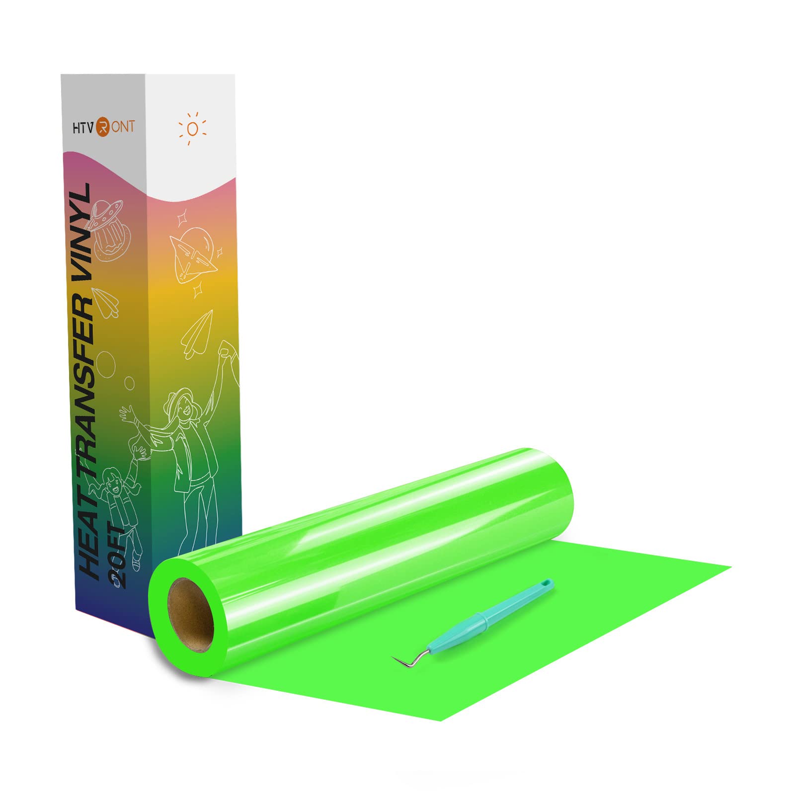HTVRONT Heat Transfer Vinyl Neon Green HTV Rolls, 12" x 20ft