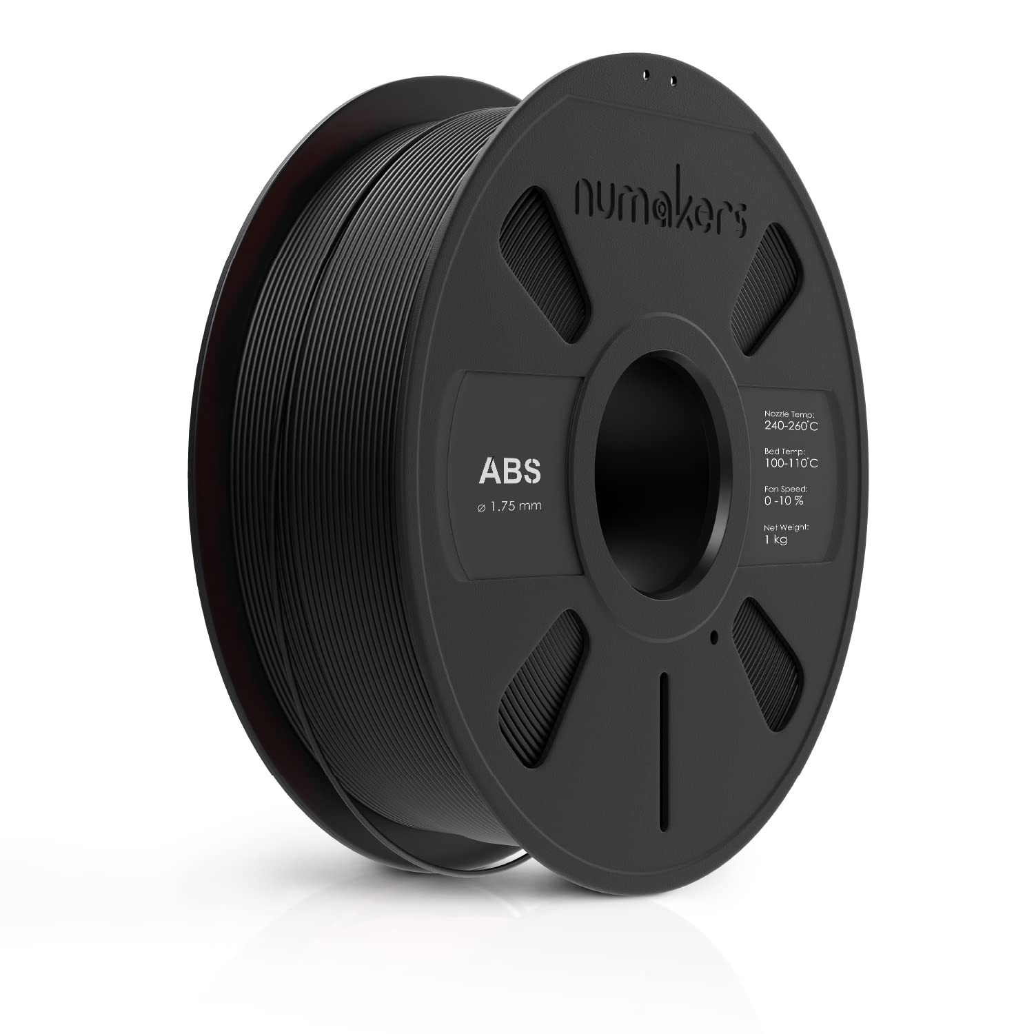 NUMAKERS ABS 3D Printer Filament, 1.75mm, Dimensional Accuracy +/- 0.03 mm, 1 kg Spool (2.2 lbs), Compatible with Most FDM Printers (Pitch Black)